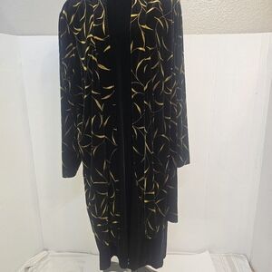 Whimsigoth Black Gold Print Duster Cardigan 2-Piece Dress Set Witchy Boho 20W